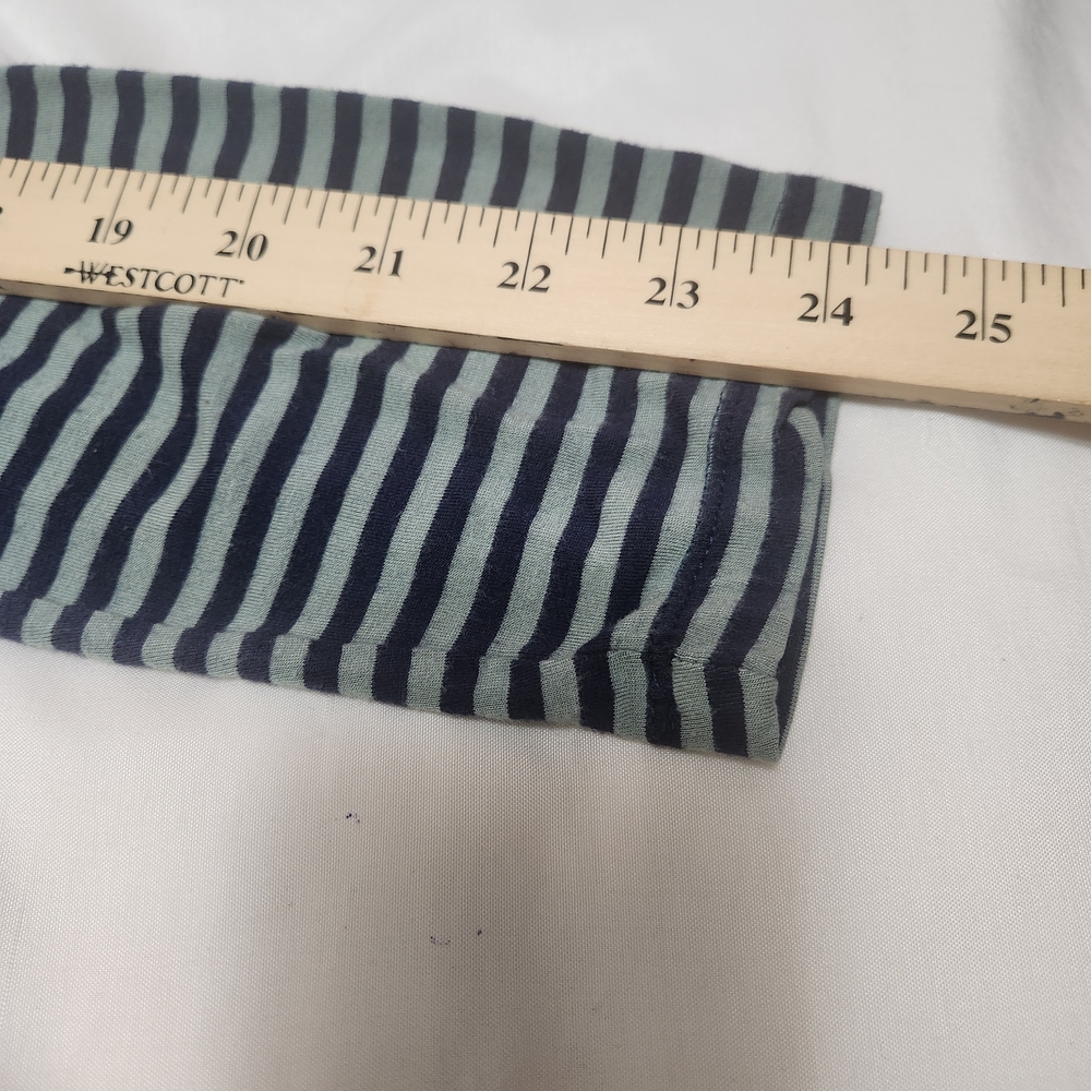 Soft Surroundings Tunic Top Dress Asymmetrical Stripe Blue Teal Sz L Lagenlook - Picture 9 of 9